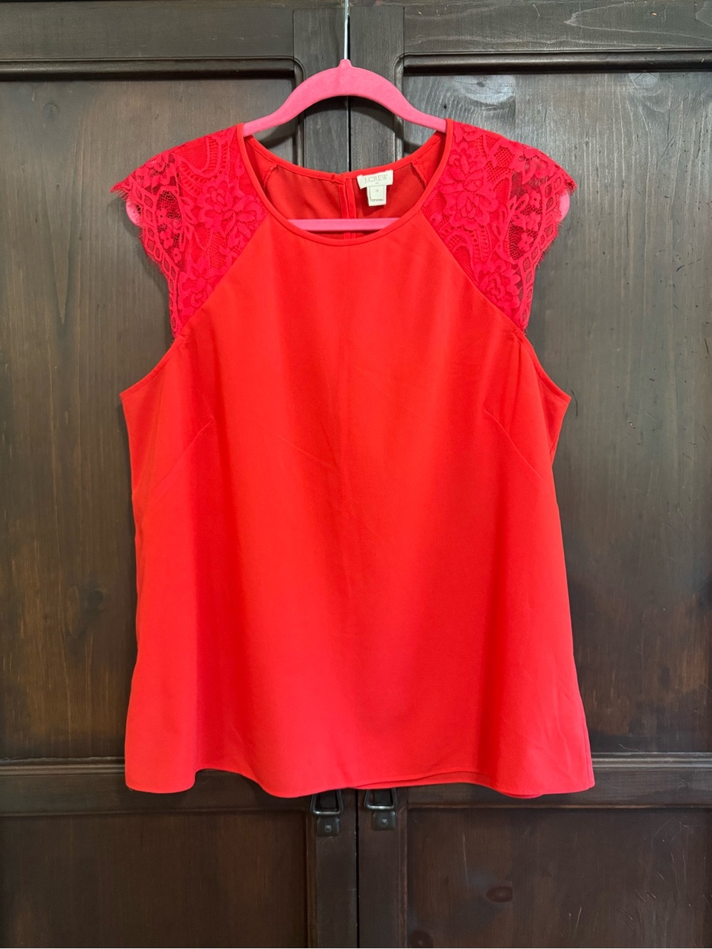 J. Crew Bright Red Lace Cap Sleeve Sleeveless Camisole Blouse